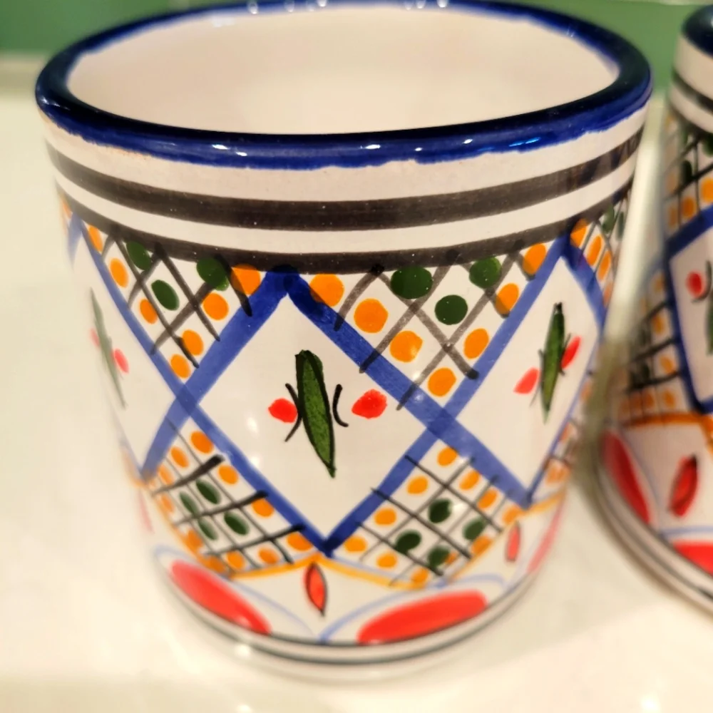 SET OF 2 TANSANIAN CERAMIC COFFEE CUPS